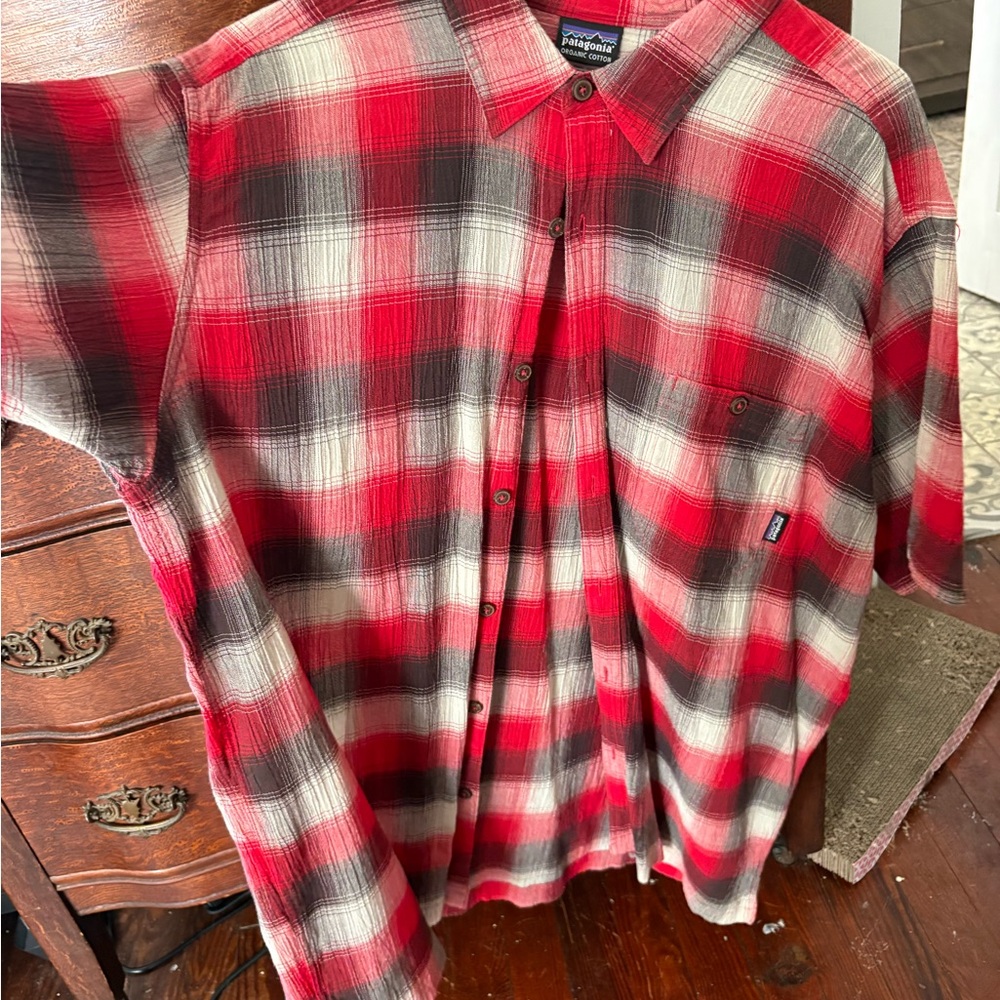 Patagonia Red and Black Plaid Men's Shirt